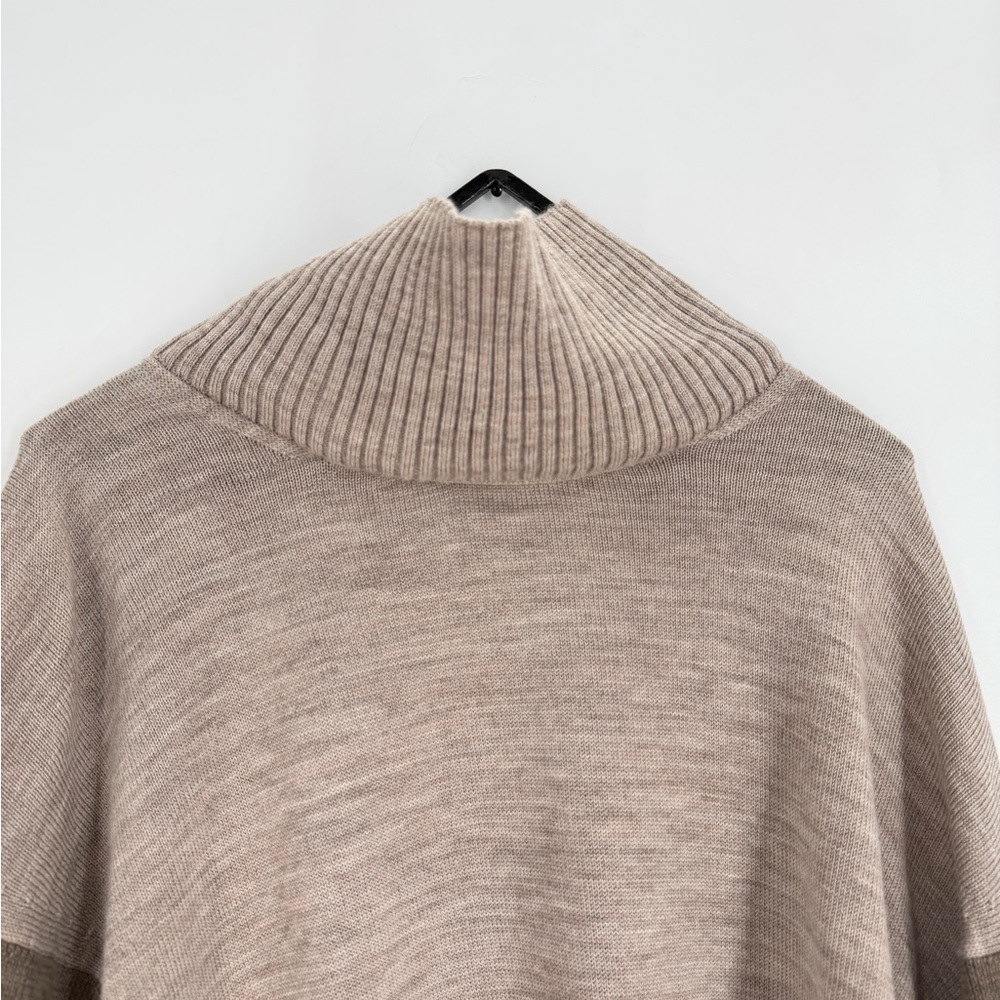 Cos 100% Wool Merino Contrast Colorblock Knit Turtleneck Side Slit Sweater